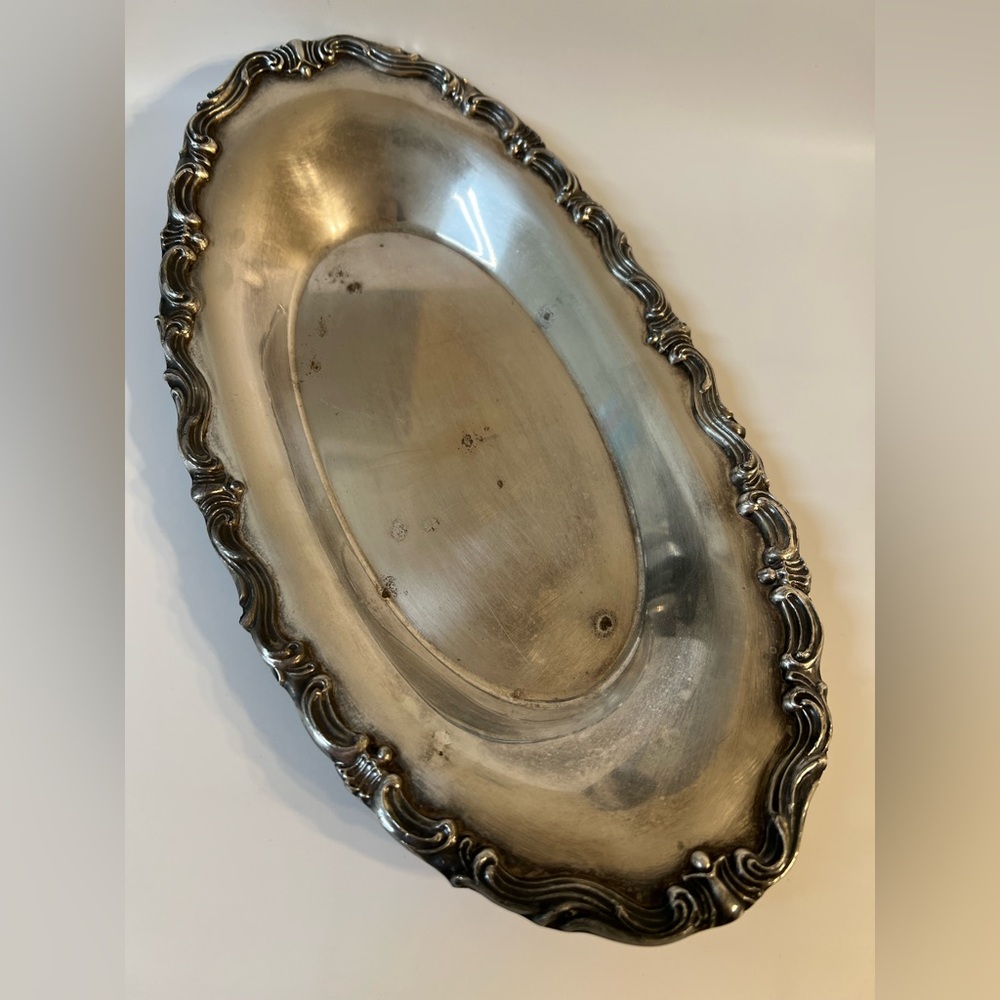Vintage F.B. Rogers MCM Silver Co Oval Silver Plated Dish Taunton MA 13x7 in